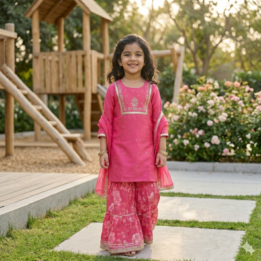 Radiant Fuchsia Floral Sharara Set