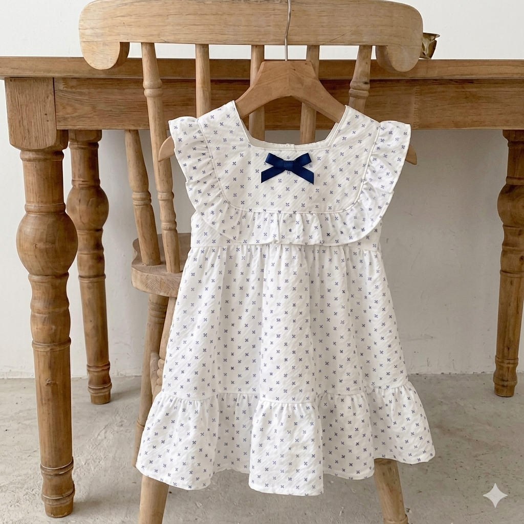 Vintage Belle: Girls' Soft Cotton Eyelet Ruffle Dress